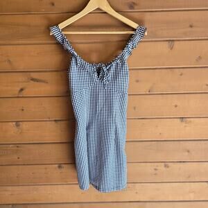 Nasty Gal Mini Dress Black Gingham Ruffle Keyhole Y2K Tank 90's Skater 6